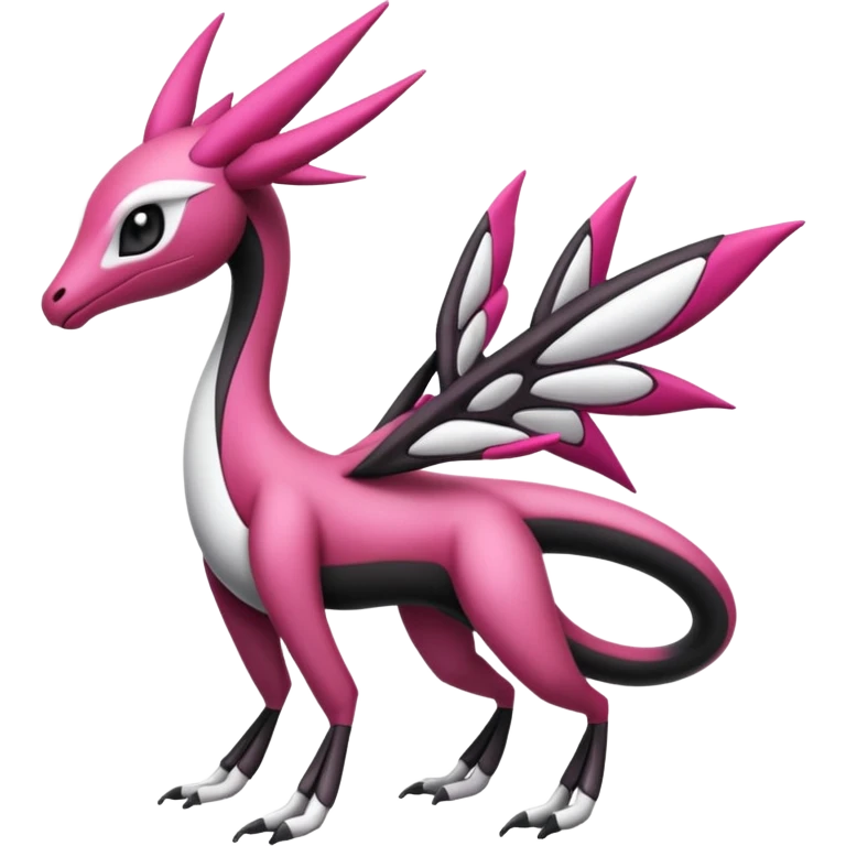 Magenta, black and white Meloetta-Flygon-Gorebyss-Salazzle-Pokémon-Fakémon-creature-fusion-hybrid emoji