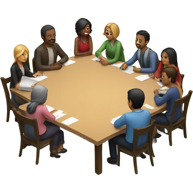 sitting around a large empty table emoji