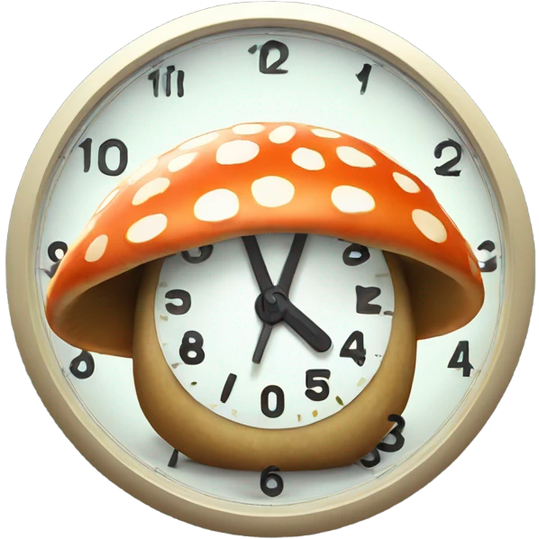 Clock showing time as 8:36 on a magic mushroom trip emoji