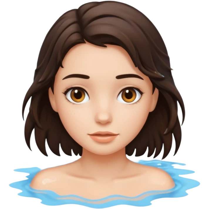 Brunette girl with cool water emoji