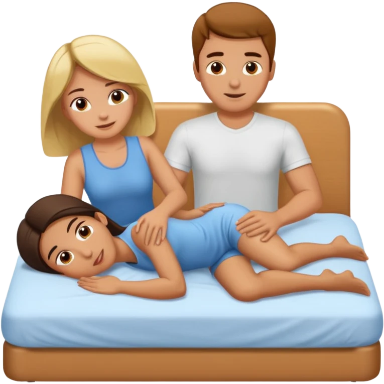 Girl massaging guy on bed emoji