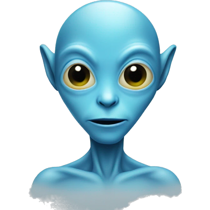 blue alien with heart-shaped face. ios style. emoji