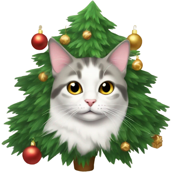Cat with Christmas tree emoji
