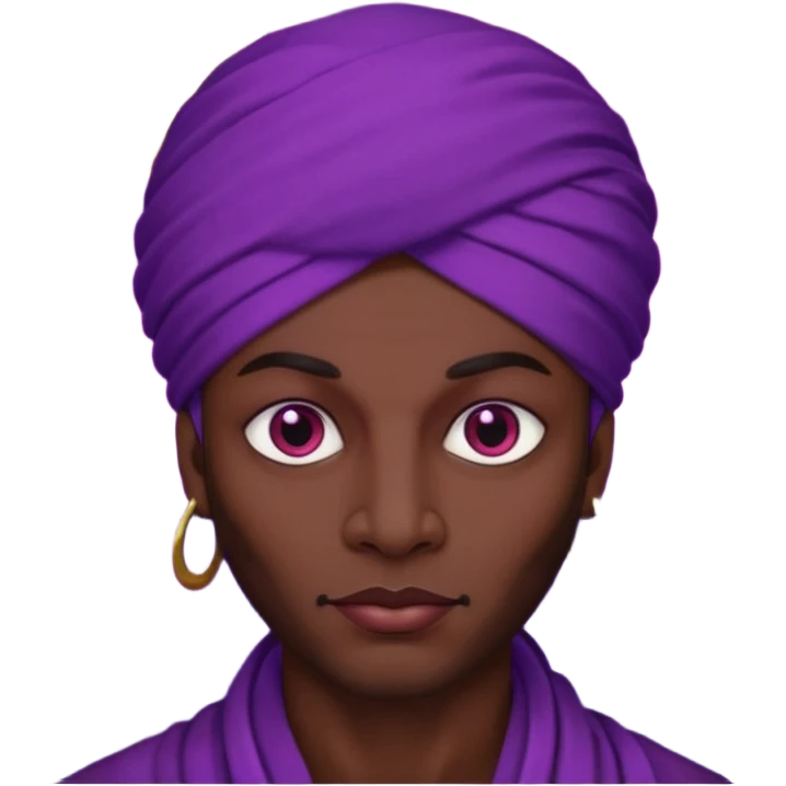 Con el planeta Saturno 🪐 (esto tiene que ser el elemento más importante) , un moro con turbante 👳🏾‍♂️ y la cara del diablo morada esta 😈  emoji