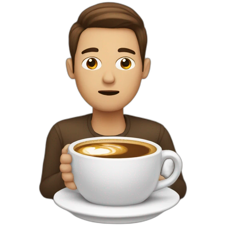 Person super awake with coffee emoji