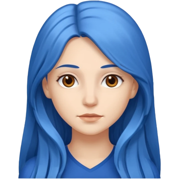 Fehér nő, kék hosszú haj, barna szem emoji