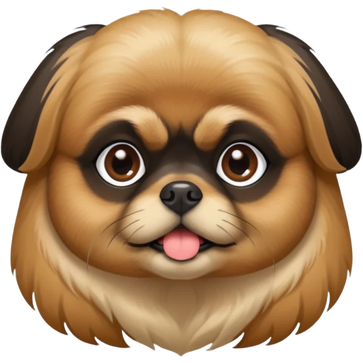 Black and tan Pekingese dog with tan around its snout and 2 tan spots above her eyes ￼ emoji