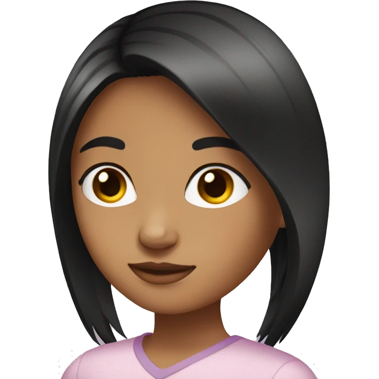 medium skin-young girl-with Hair straight  black emoji