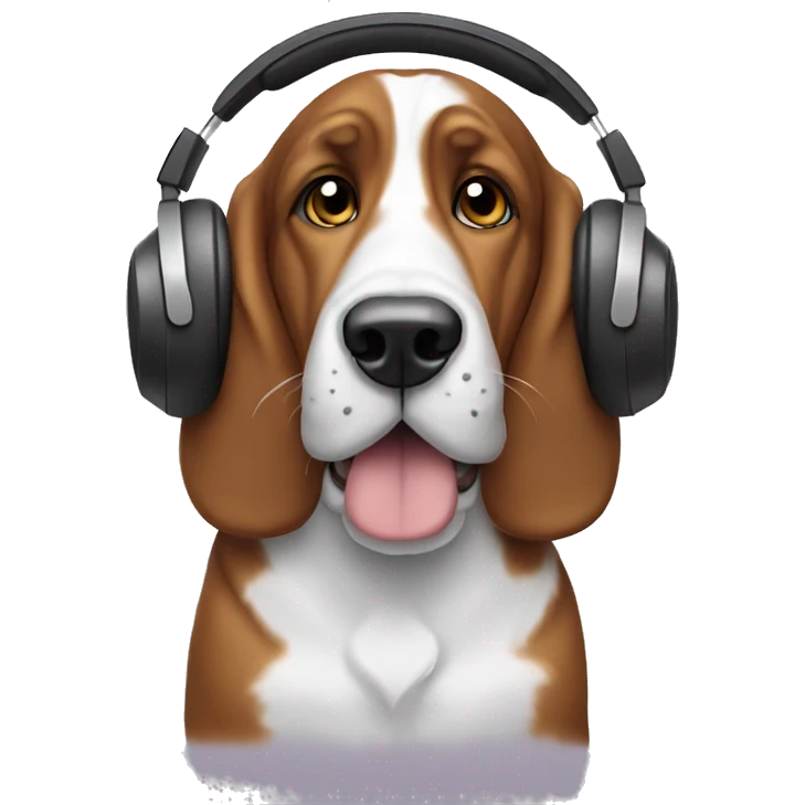 Bassett hound wearing headphones emoji