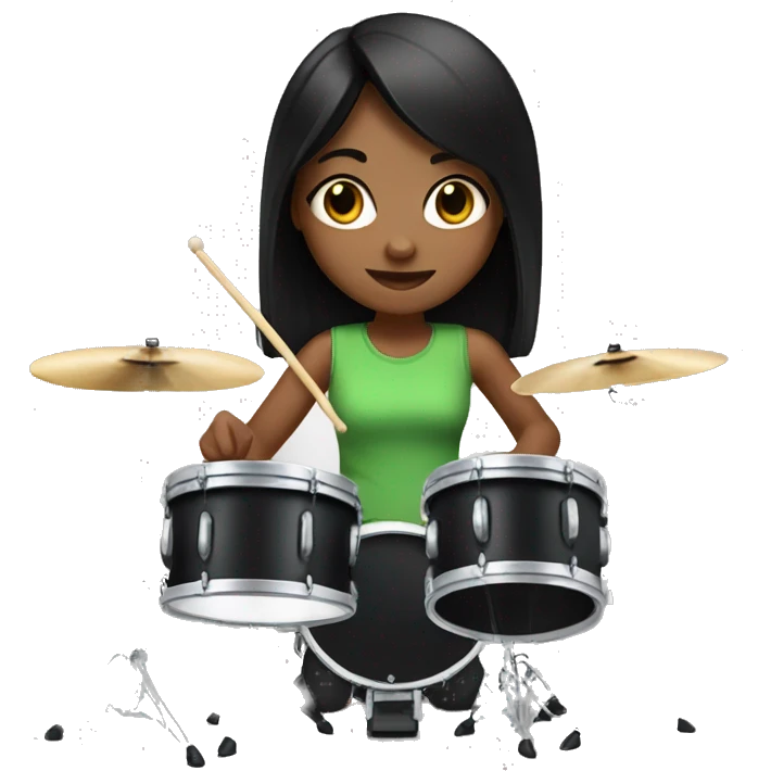 girl with black hair playing drums emoji