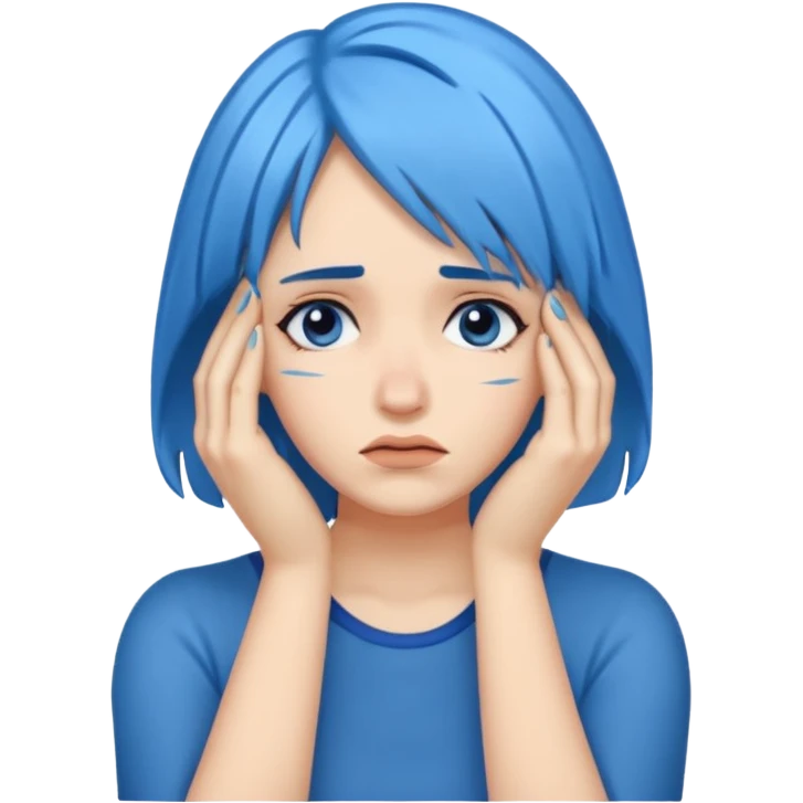Facepalm woman with blue hair emoji