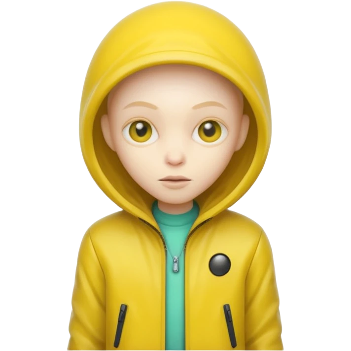 Alien with yellow jacket, Half body. emoji