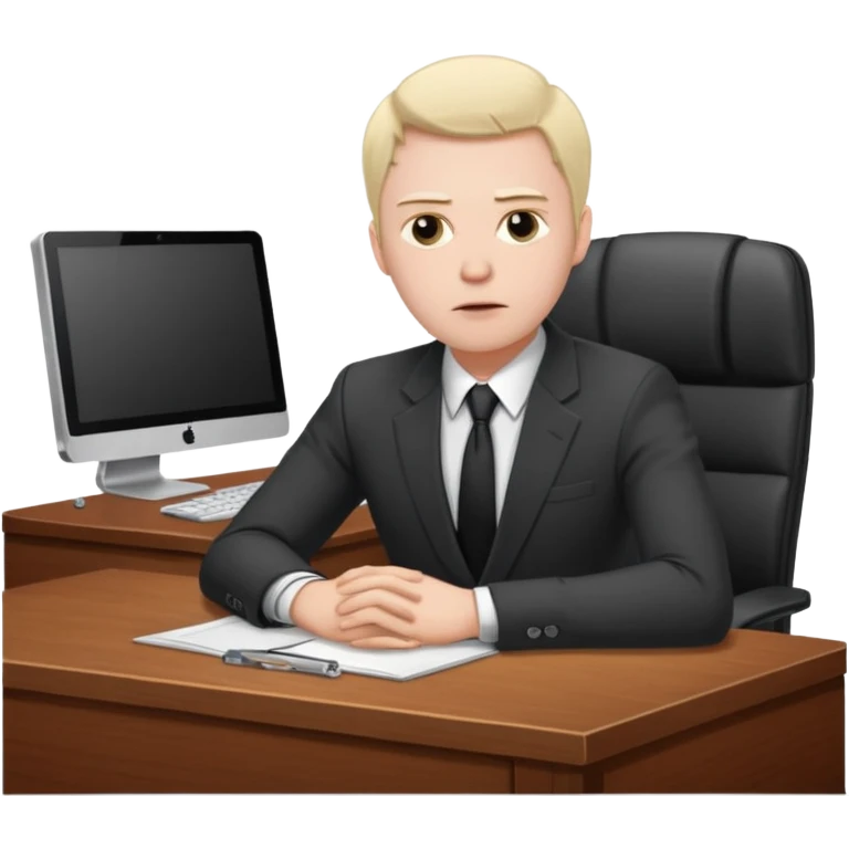 a white man, works in an office at the table emoji