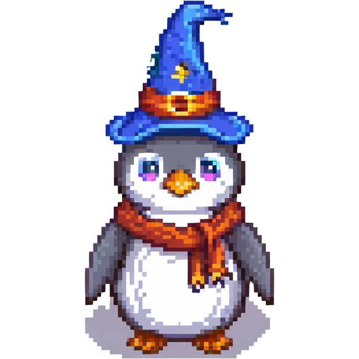 A penguin dressed as a wizard emoji