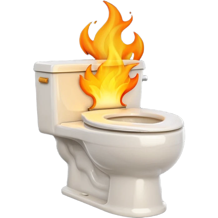 A smiling, happy toilet with fire coming from its bowl emoji