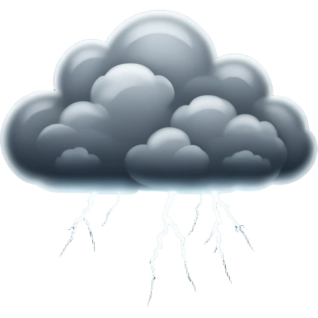 stormy cloudy sky with lightning emoji