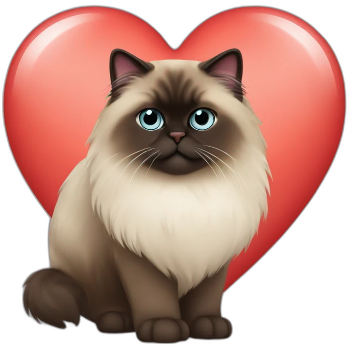 Himalayan cat in red heart emoji