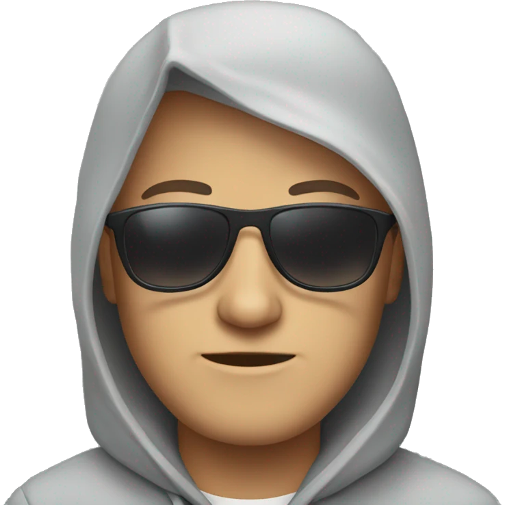 White Person in grey hoodie wearing sunglasses emoji