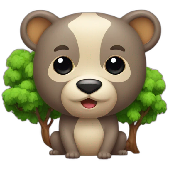 Ours se bat avec arbre emoji