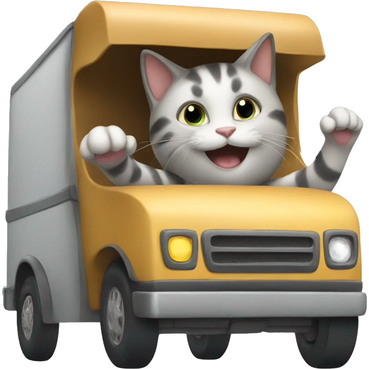 cat driving a moving van emoji