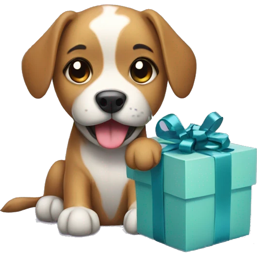 Dog in a present  emoji