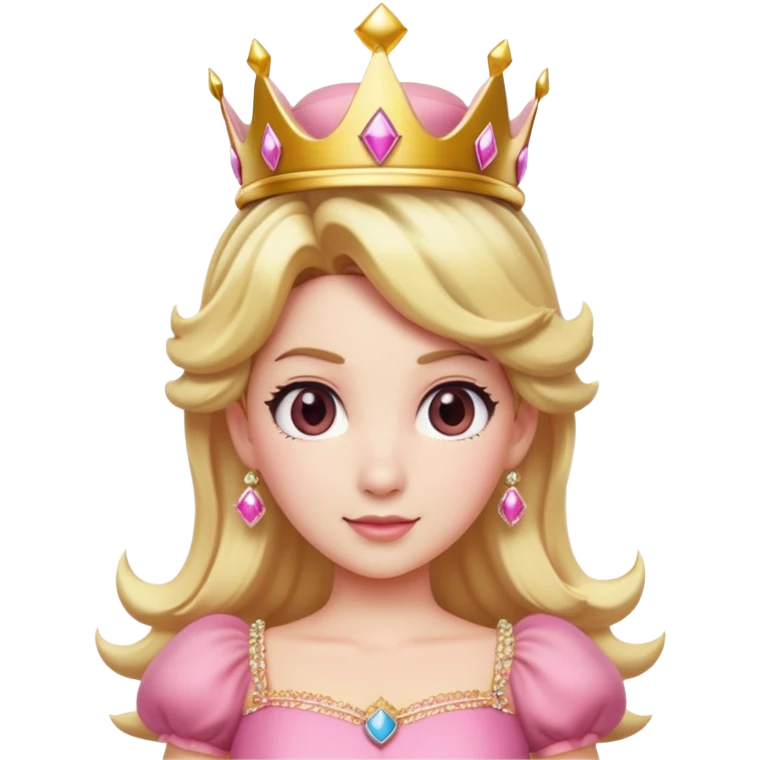 Princess Peach from Mario games with blonde hair, pink dress, crown emoji