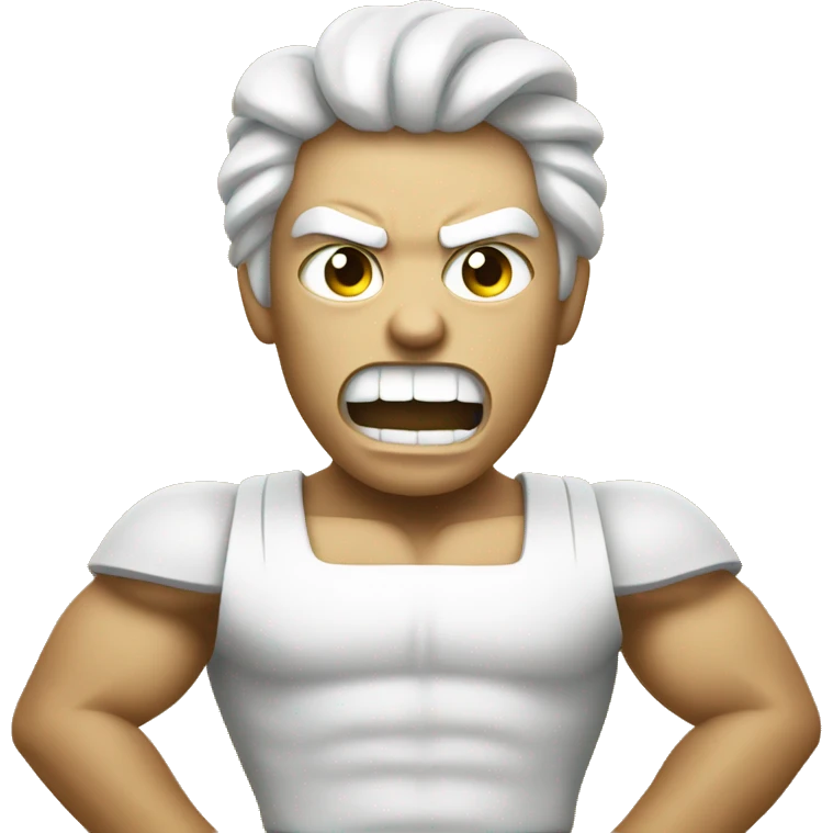 Angry white vegan brandishing vegetables  emoji