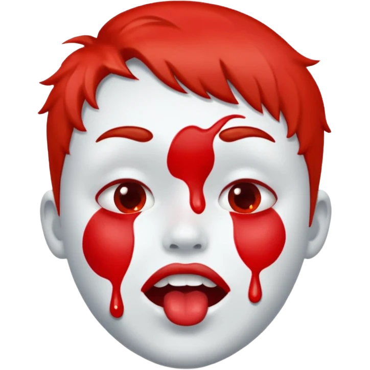 A face showing physical delight and a red face with white paint around its mouth With lots of drool emoji