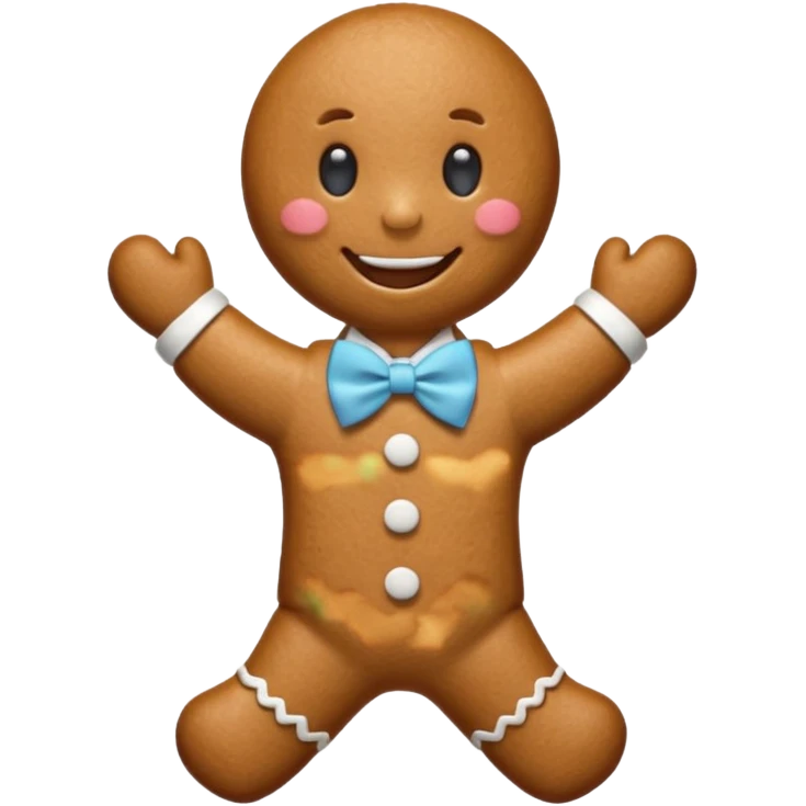 Gingerbread man with light blue bow emoji
