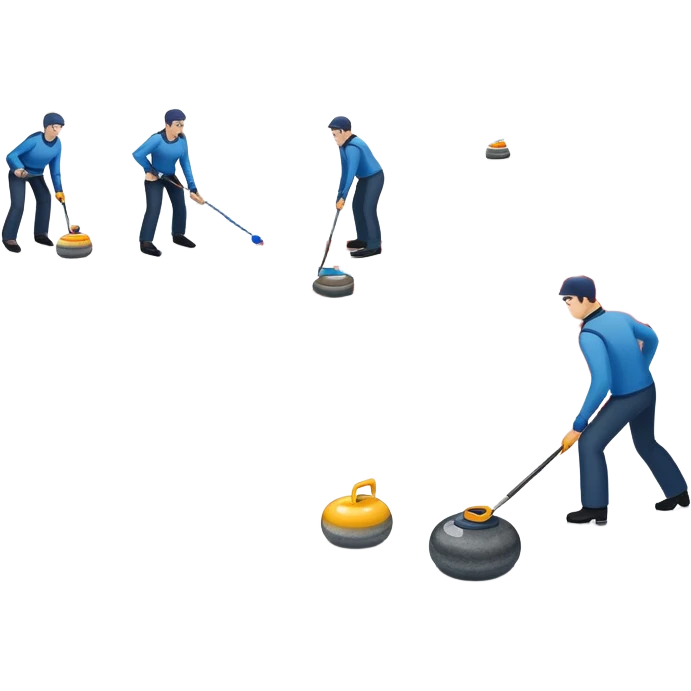 An icon showing a curling match on an indoor ice stadium, with a polished curling stone gliding toward the target and players sweeping. Spectators watch from stands, and flags hang above the rink. Transparent background highlights strategy and focus in the sport of curling. emoji