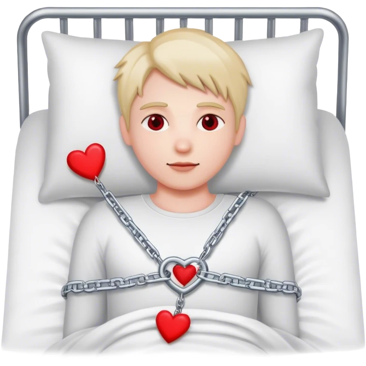arrest chain with red hearts around on bed emoji