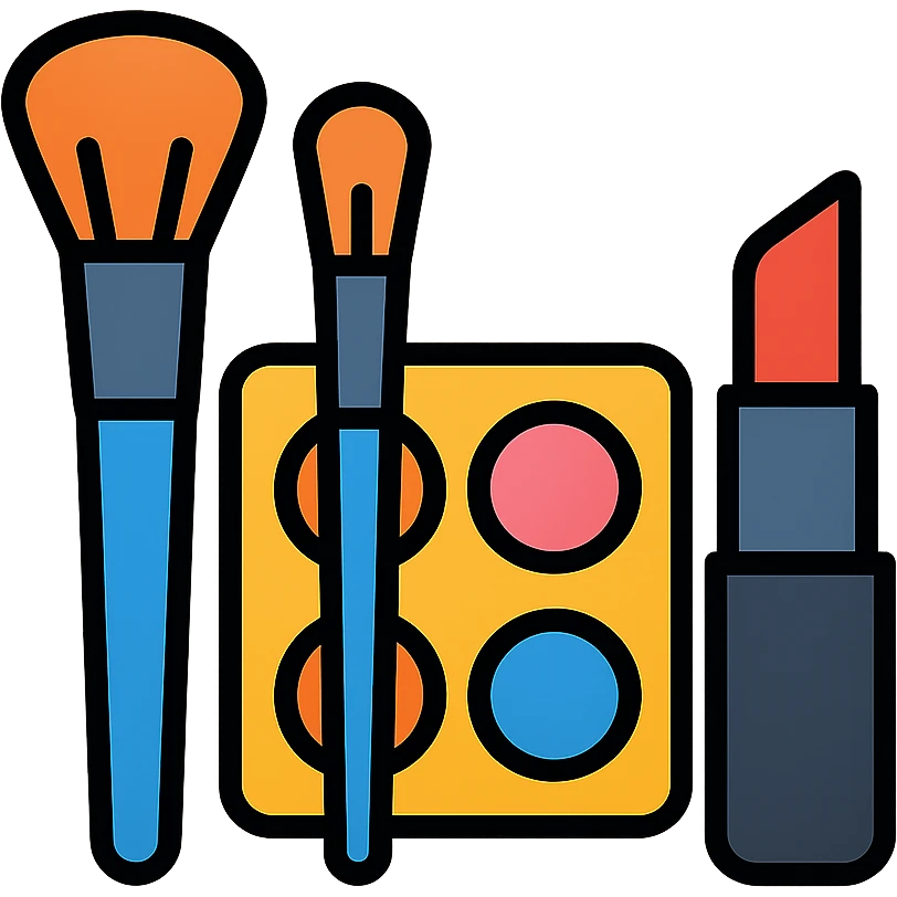 Makeup brushes and cosmetics kit emoji