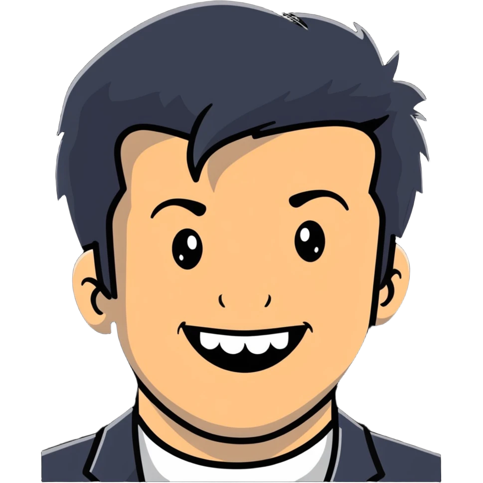 Rick Astley smiling but with only front teeth out emoji