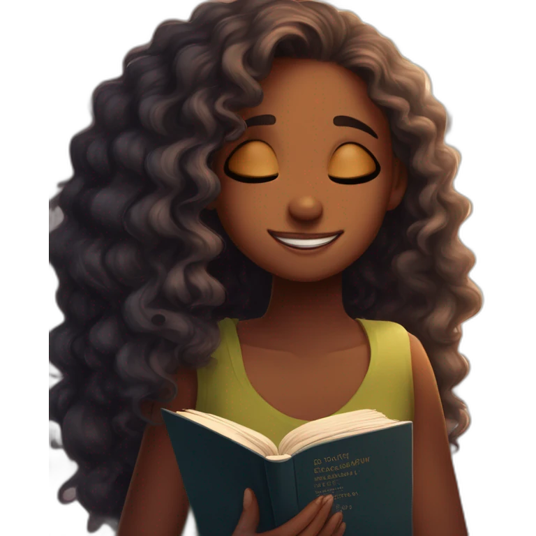 smiling girl holding book emoji