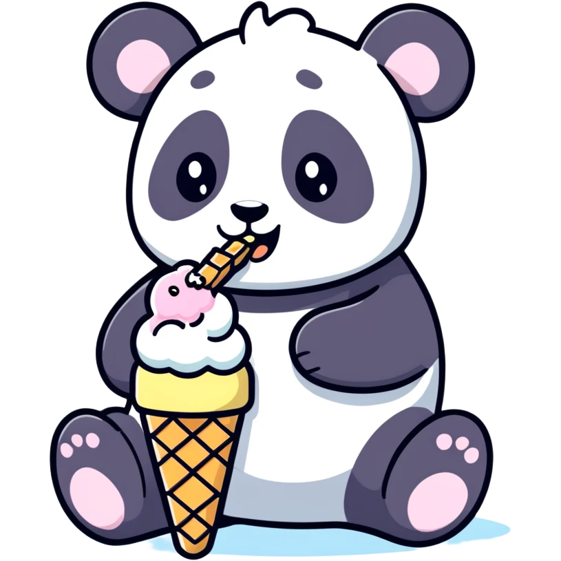 Panda eating ice cream emoji