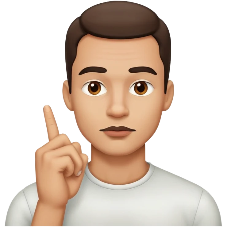 a man with a finger on his lips with a very strong jawline emoji