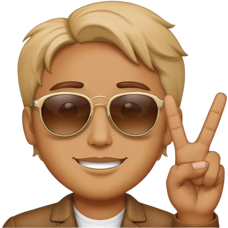 Person wearing sunglasses and holding up a peace sign  emoji