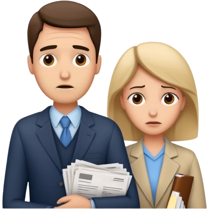 worried couple in front of taxes emoji