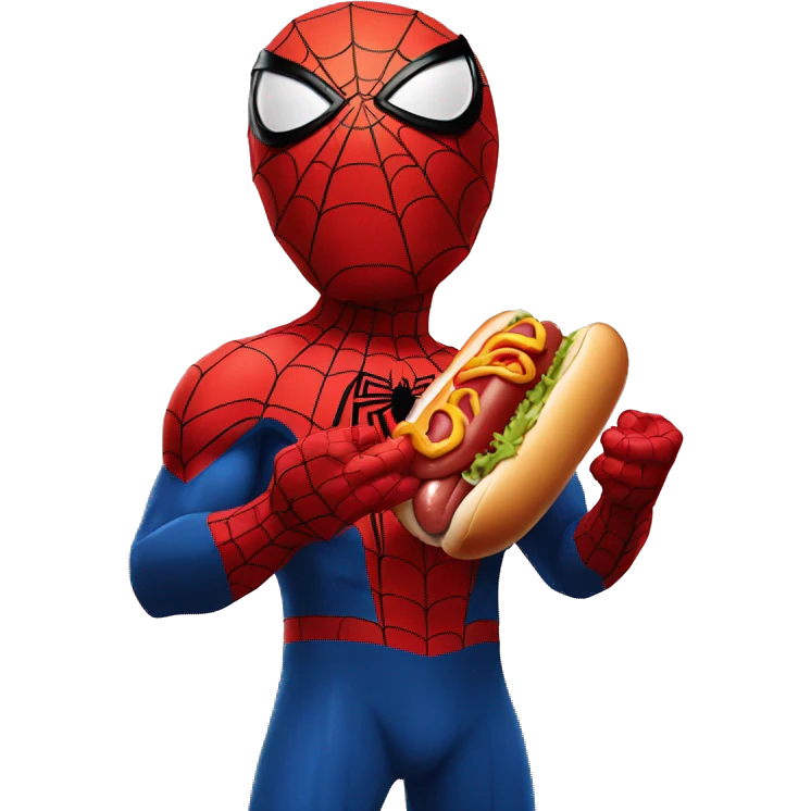 Spider-Man eat a hot dog emoji