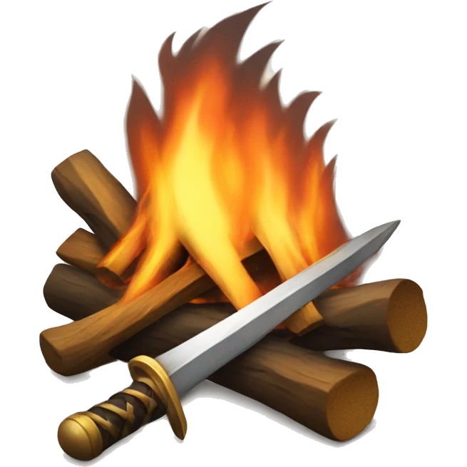 bonfire with a sword in the moddle emoji