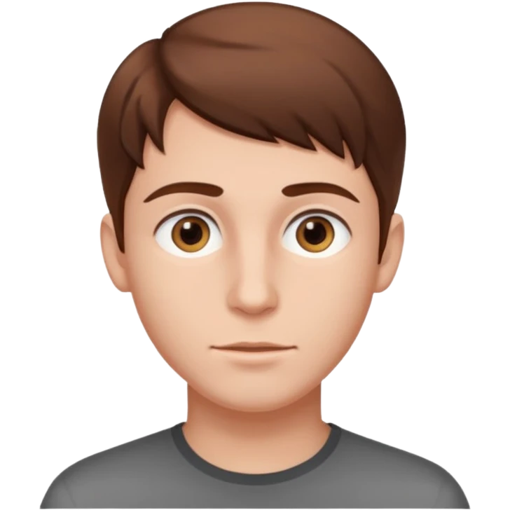 young man with smooth skin, bright eyes, brown hair, head only emoji