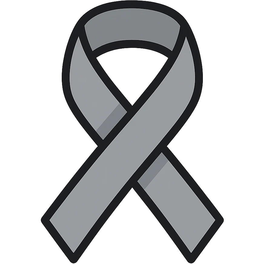 gray awareness ribbon for brain cancer, subtle shading, modern look emoji
