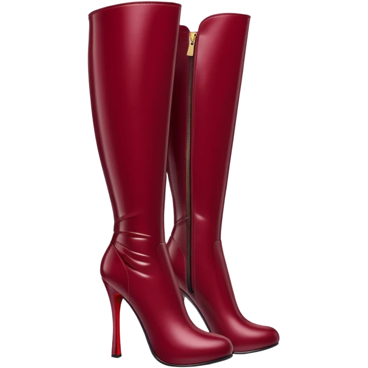 burgundy red latex knee high heel boots emoji