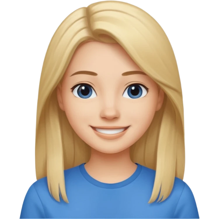 young woman with straight hair with a blue shirt emoji
