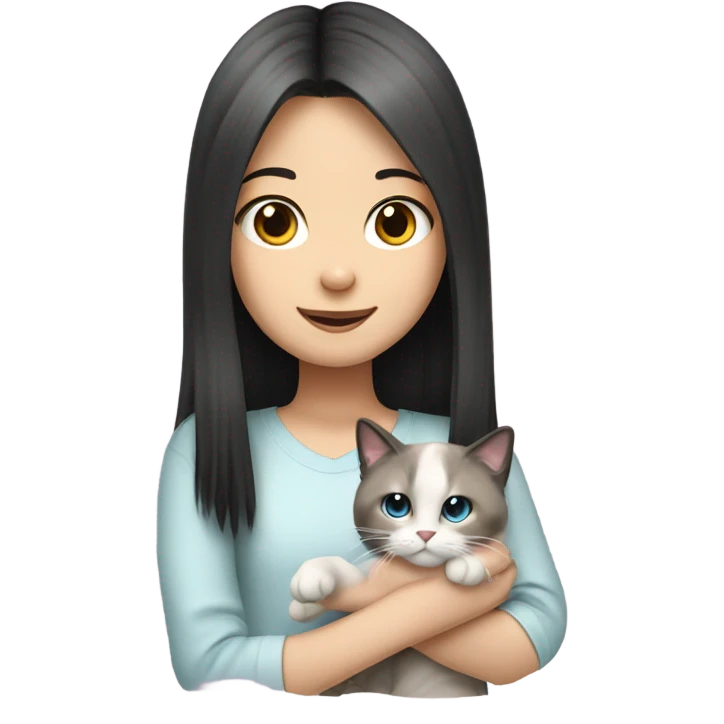 Chinese girl hand a Ragdoll cat  emoji