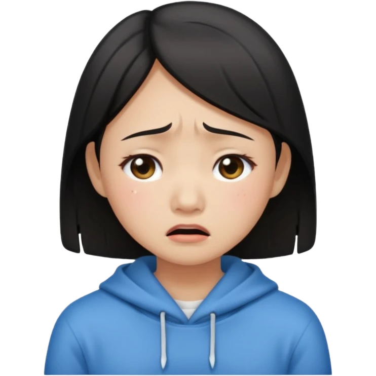 Crying asian girl with clean vibe emoji