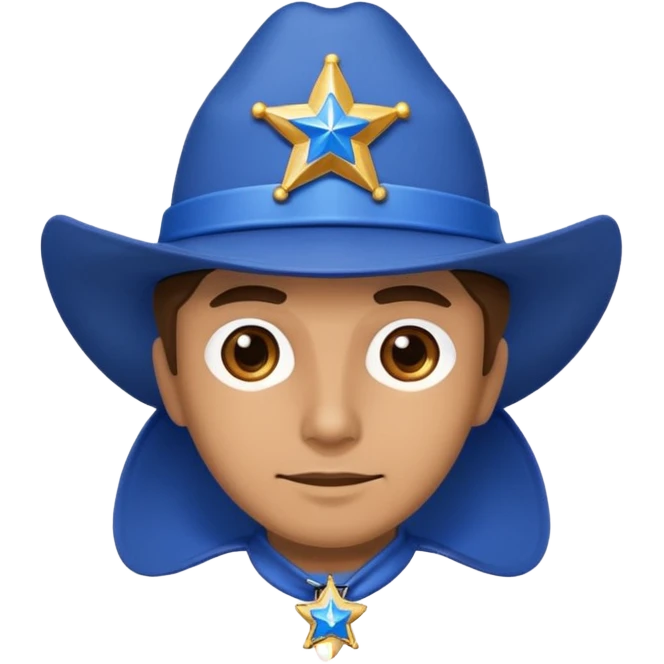 Sheriff with shiny blue star badge and blue hat emoji