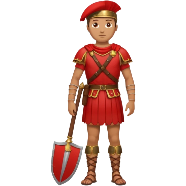 roman soldier without armor, just red clothing and fullbody view emoji