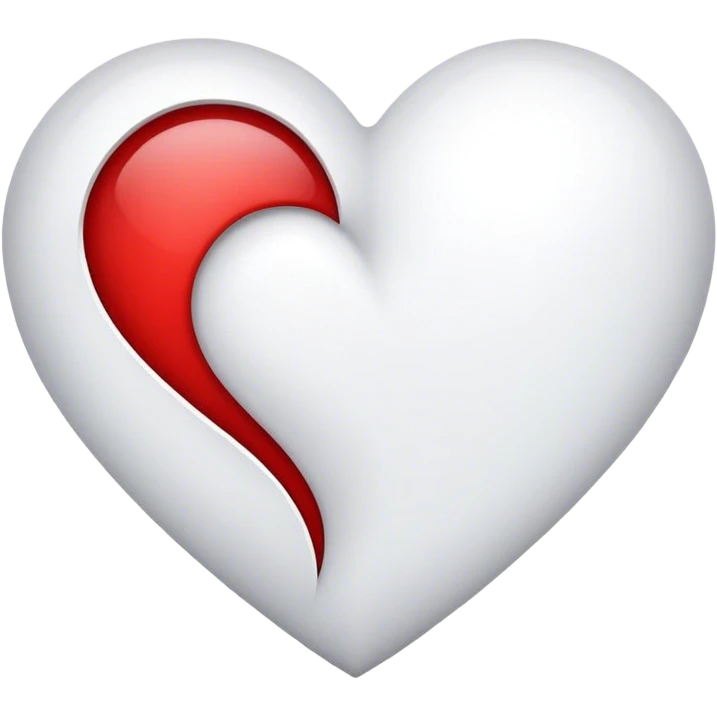white heart fill only half red emoji