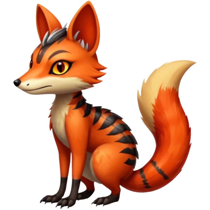 Fiery Wicked Cool Hot Edgy Badass Genet-Numbat-Sergal-Meloetta-Vernid-fusion-hybrid-creature emoji